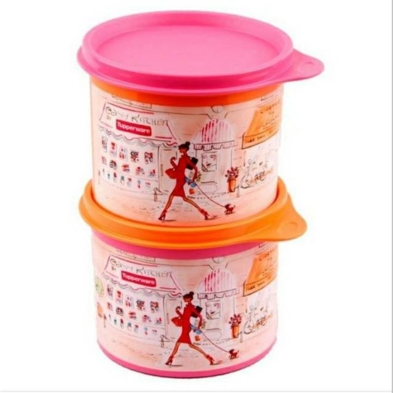 TUPPERWARE Miss Belle Canister 550 ml (2 pcs) // Toples Makanan Snack Kerupuk Wadah Serbaguna Kue Pl
