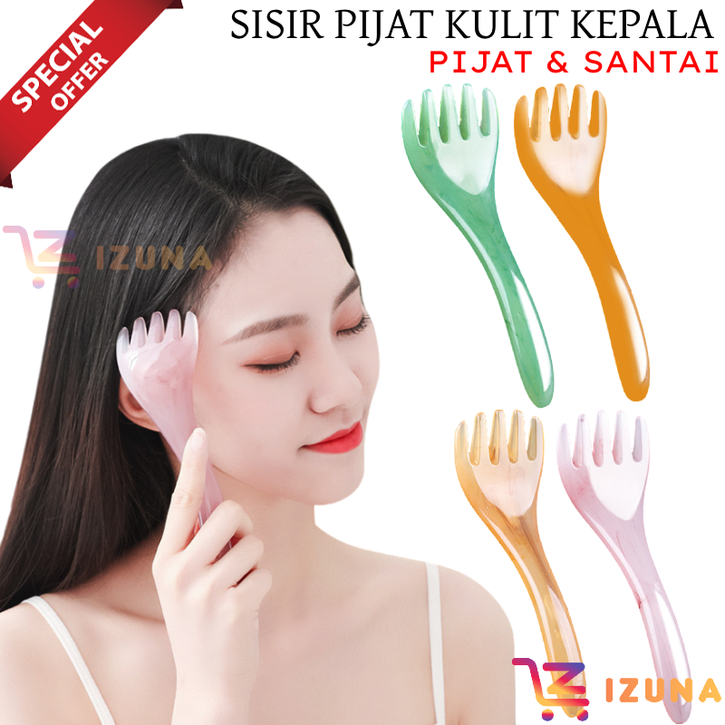 [IZUNA] SISIR PIJAT KEPALA LIMA CAKAR TERAPI RAMBUT MERIDIAN / SISIR GUA SHA KESEHATAN / HEAD MASSAGER SCALP GUA SHA