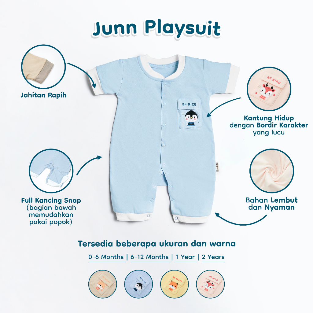 NICEKIDS NICE KIDS JUNN PLAYSUIT BABY ROMPER ROMPER BAYI ROMPER ANAK 0-2 TAHUN