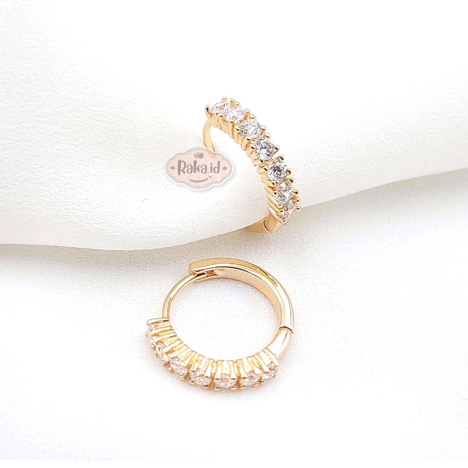 Anting Clip / Klip Mata Baris Mas Gold Perhiasan Aksesoris Wanita Lapis Emas 18k 843