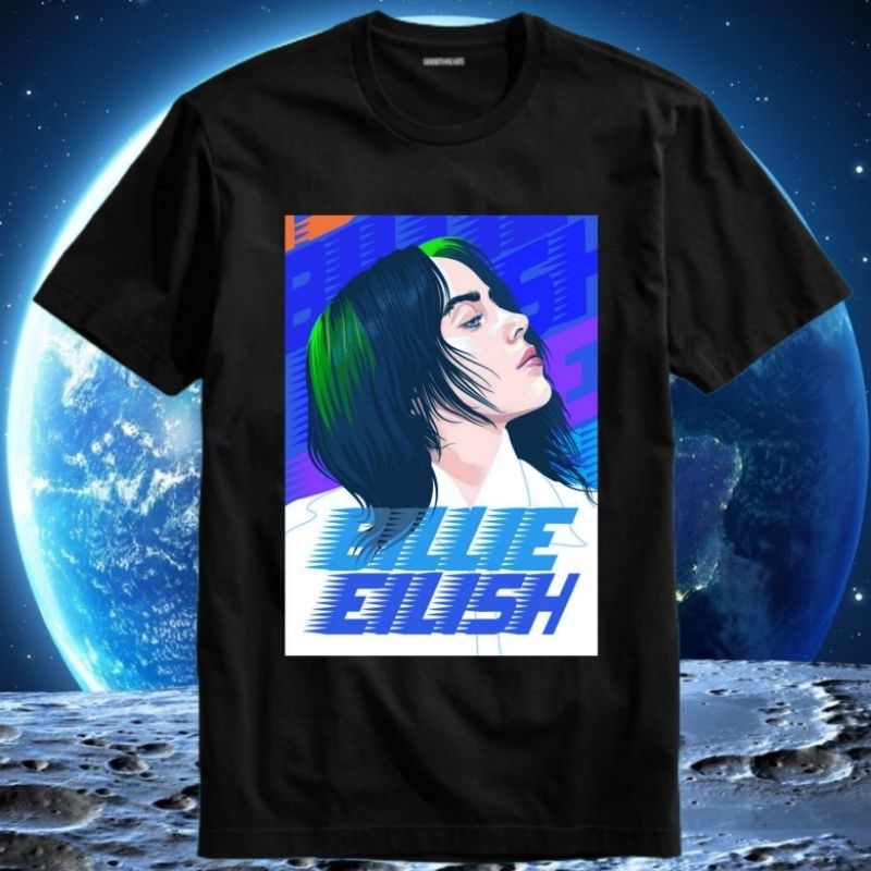 Baju Kaos Tshirt Pria Laki Cowok Dewasa Penyanyi Billie Eilish Wong Nganjuk Band