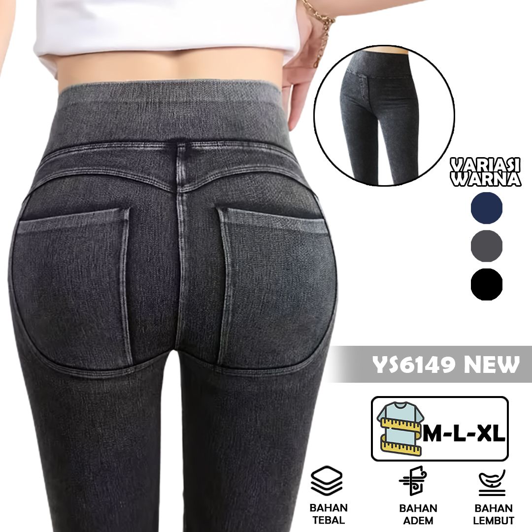 LEGGING JEANS NEW IMPORT YS6062 High Waist Soft Jeans Stretch IMPORT MURAH