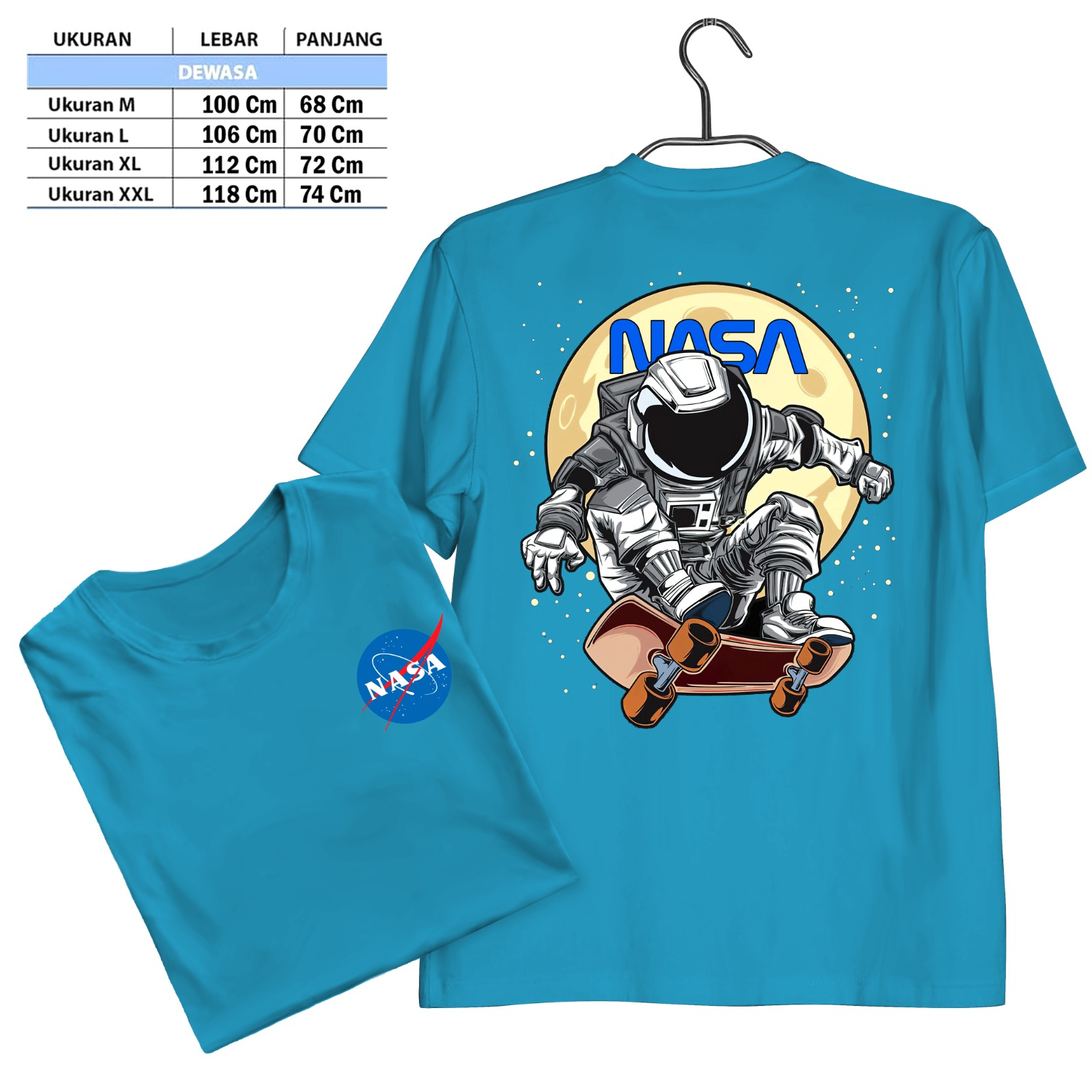 TSHIRT NASA  CETAK PAKAI MESIN DTF (Digital Transfer Filem) KAOS DISTRO BAJU PRIA WANITA ATASAN SHIRT T-SHIRT Tangan Pendek