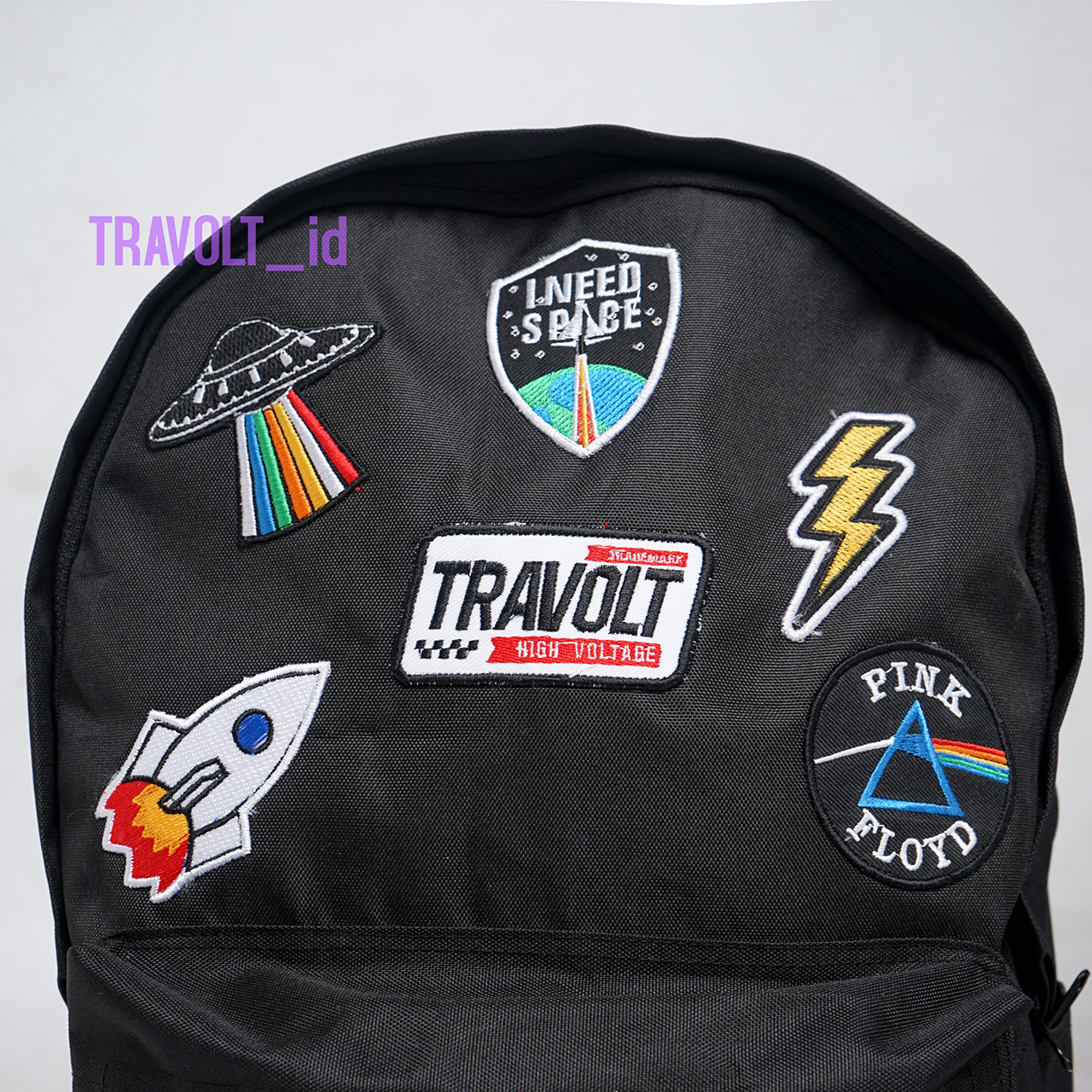 Backpack Patch - Travolt - Patches play - Tas Ransel Laptop - gemblok - Hitam