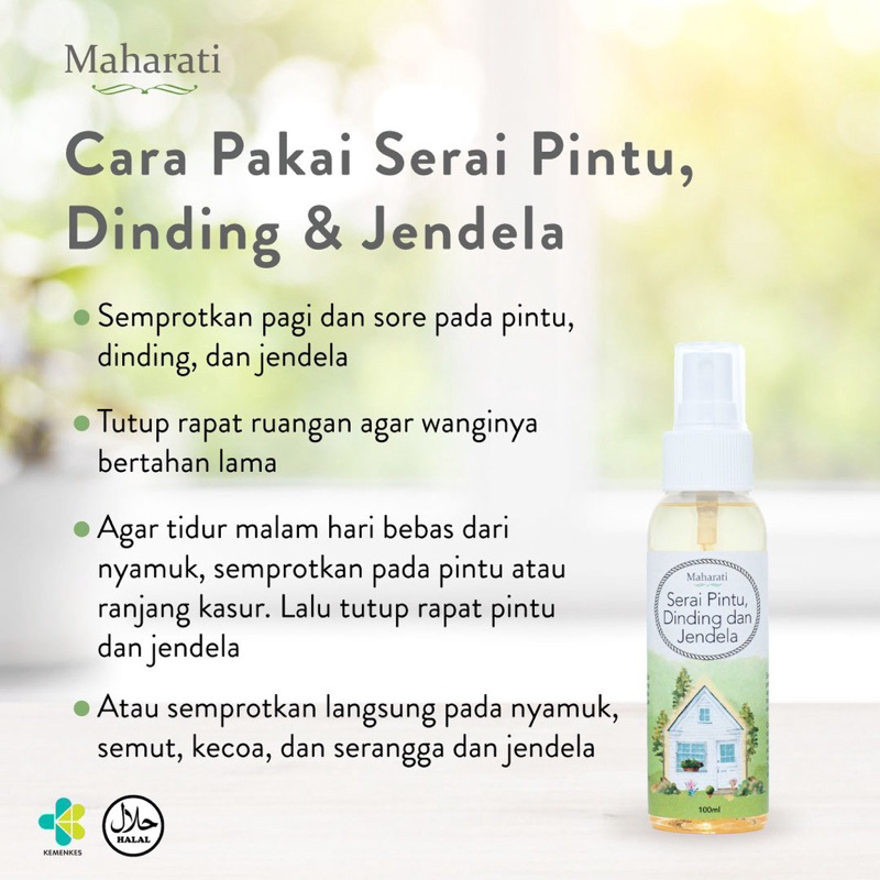 Maharati Serai Anti Nyamuk Spray Jendela Pintu Dinding Penolak Nyamuk Alami Natural Furniture Ruangan