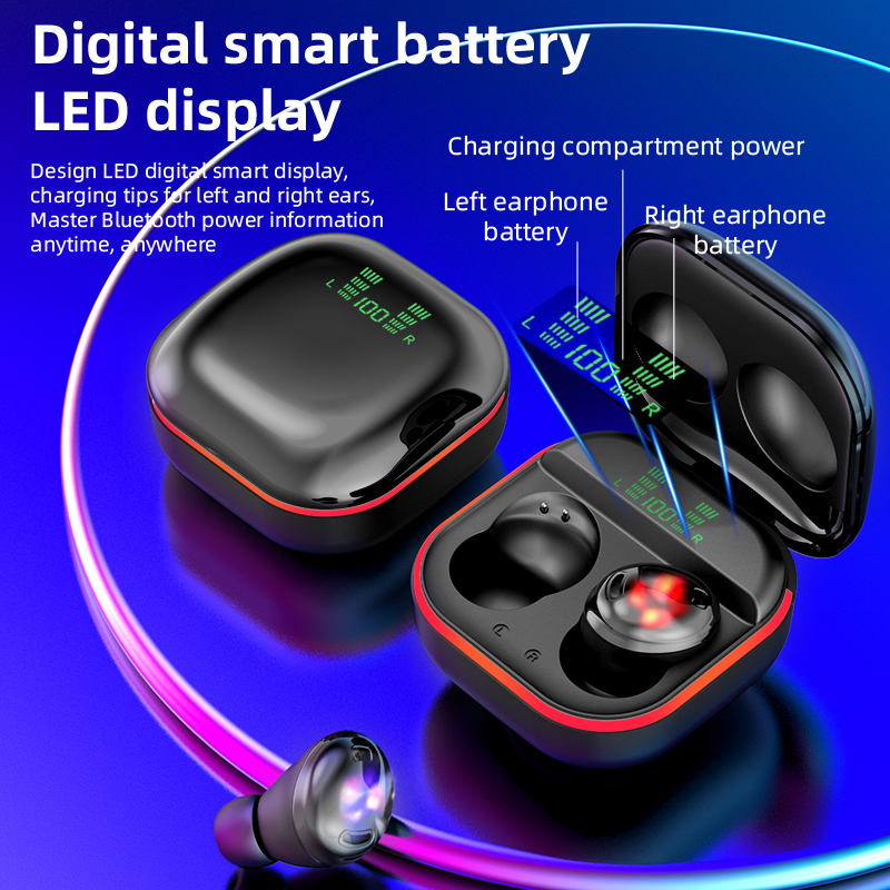 TWS Wireless Earphone Bluetooth 5.1 Gaming Earbuds  e-sports Headphones Headset low delay Intelligent Digital Display Breathing Lamp Waterproof Upgraded Bluetooth - S190(COD)