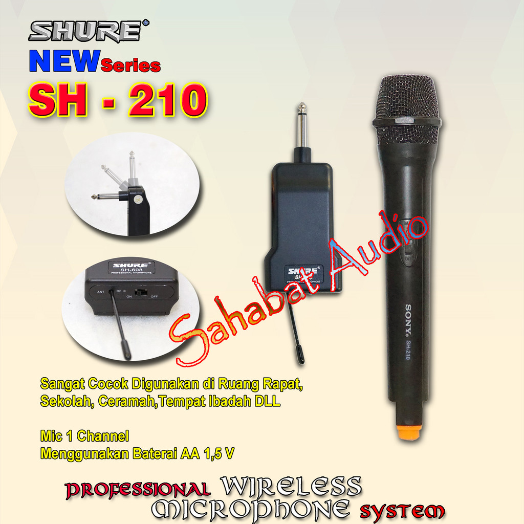 Wireless Mic SH 210 / Microphone Wireless SH-210 / Mic SH - 210 (1 Chanel)