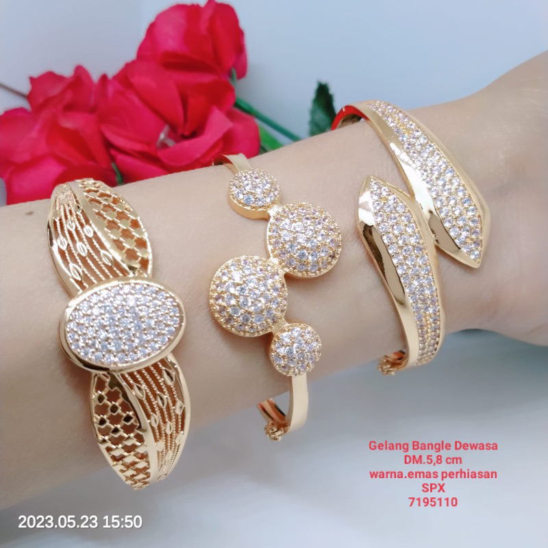 xg8 gelang bangle Bangkok perhiasan Titanium Xuping Rodium perhiasan lapis emas 24 karat