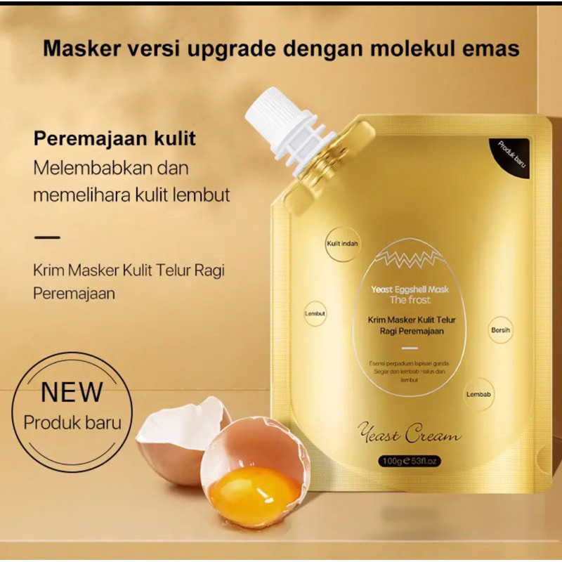 [COD] Masker Egg Shell Yeast Mask Cream Memutihkan Melembabkan Mengencangkan Kulit