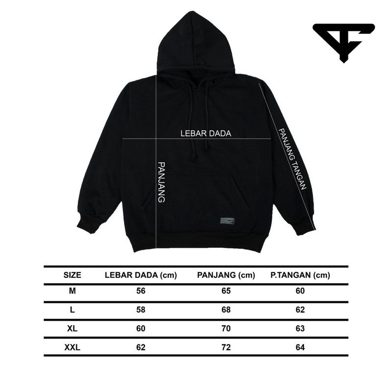 FITRAS - Hoodie Simple Blacken Unisex - Black