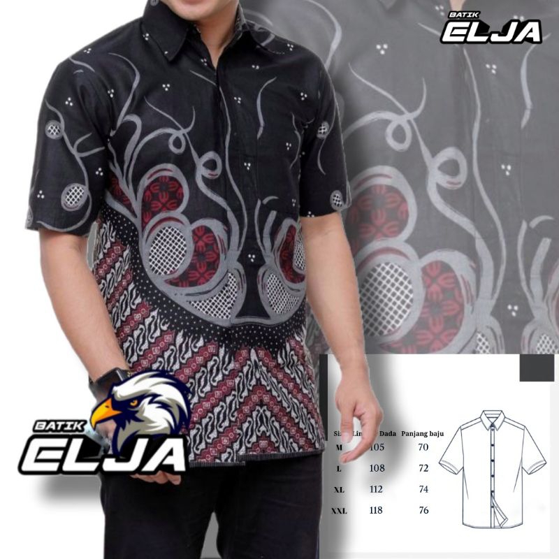 Batik Pria Premium modern Hem Baju Lengan Pendek Terbaru