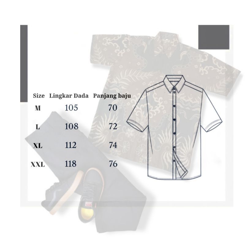 Baju Batik Pria Lengan Pendek - Bahan katun Halus M L XL XXL
