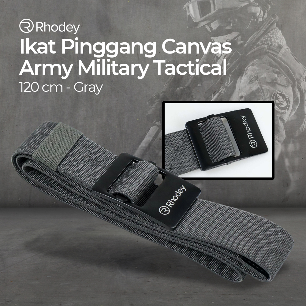 Tali Ikat Pinggang Canvas Army Military Tactical 120 cm - 9816 - Gray