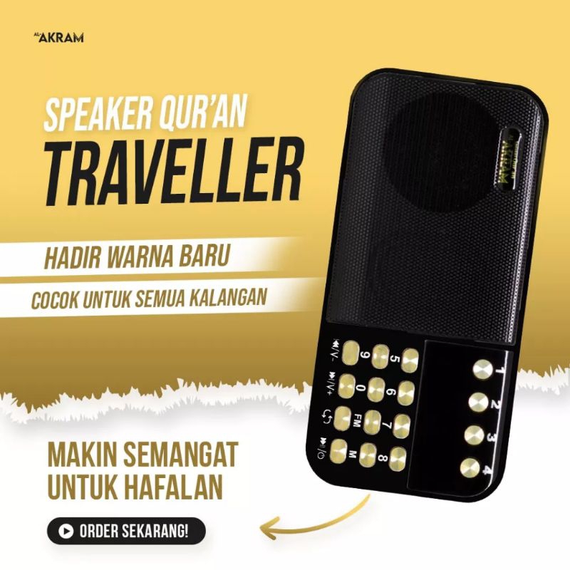 Speaker Murottal Alquran Al Akram Traveller Powerbank Murotal Al Quran Support USB Bluetooth Headset Radio FM