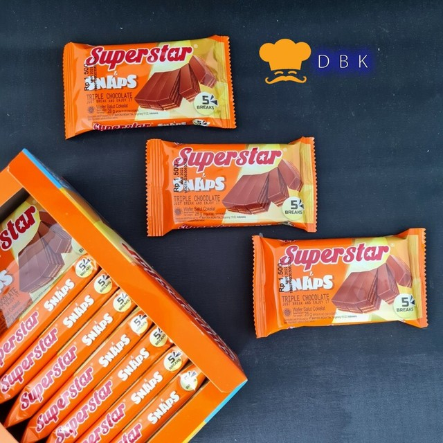 

Superstar SNAPS isi 12 pcsx28gr Biskuit Wafer Triple Chocolate