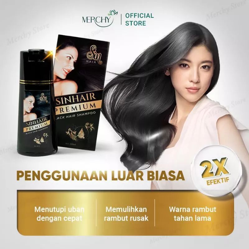 Sinhair Premium Shampo Original Jepang No 1 Penghitam Uban Rambut 300ml Sinhair Shampoo Black ORI Sa