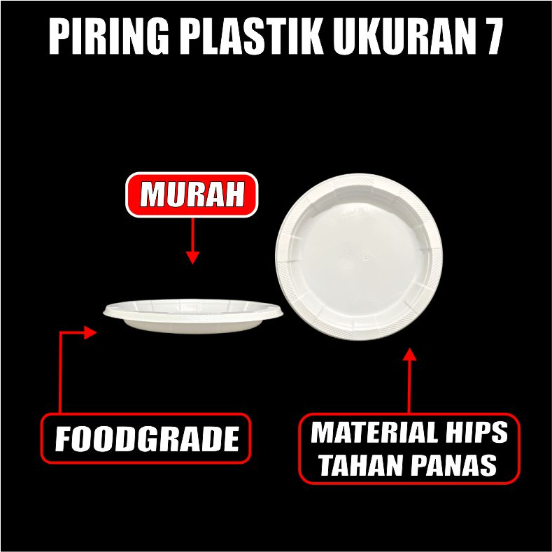 Piring Plastik Uk 7 Sedang M Per Dus Pesta Kue Makan Murah P7 Warna Putih Sekali Pakai