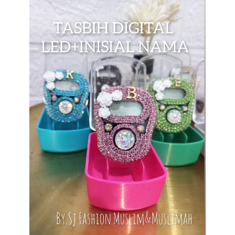 Tasbih Digital Led + Inisial Nama Free Box Mika