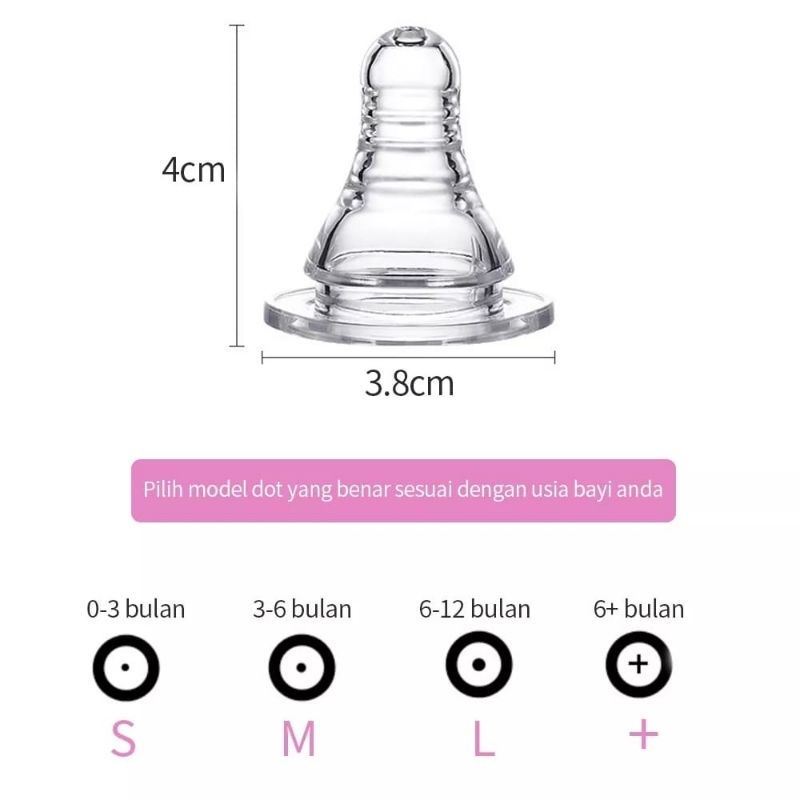 Dot Bayi peristaltic nipple/Dot slim neck 3.8cm BPA Free