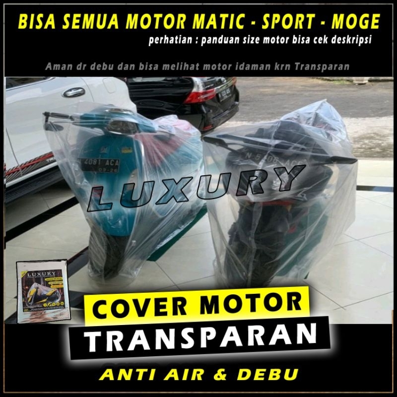 Cover Sarung Motor Transparan Waterproof 1a Plastik Tutup NMAX PCX VARIO VESPA XMAX NINJA KING 1a