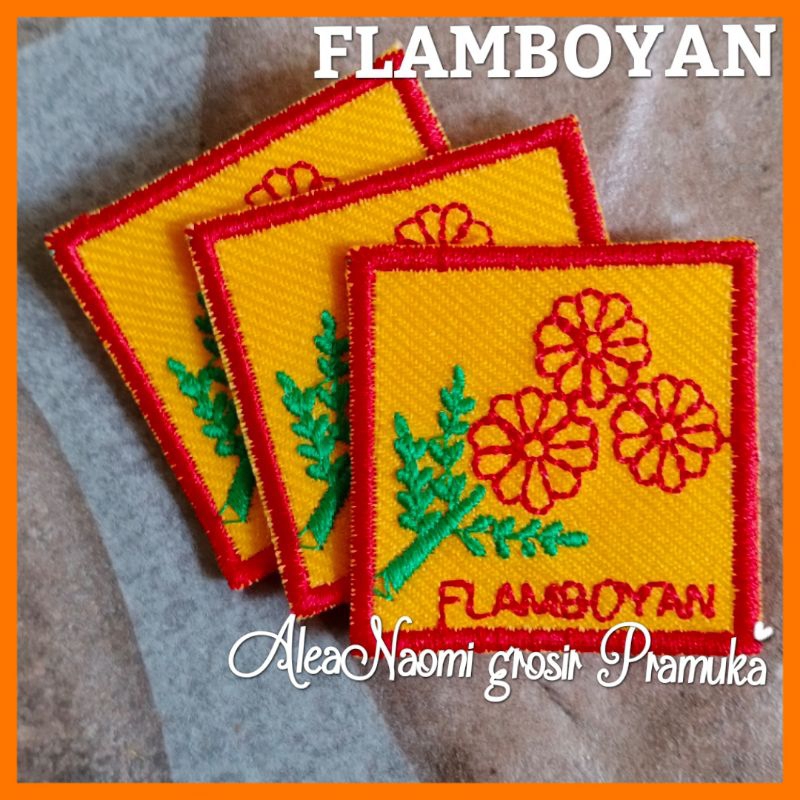 Tanda regu Pramuka Putri bordir bunga flamboyan bordir tanda regu bunga Flamboyan bordir tanda regu Flamboyan bordir