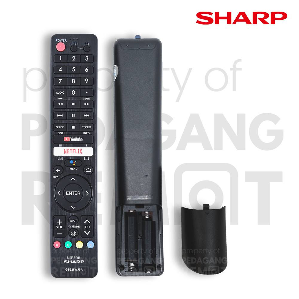 Remot Remote TV Sharp Aquos LCD LED Smart Android TV GB326WJSA IR (Non Voice Command) 2T-C42BG1i 2T-C50BG1i