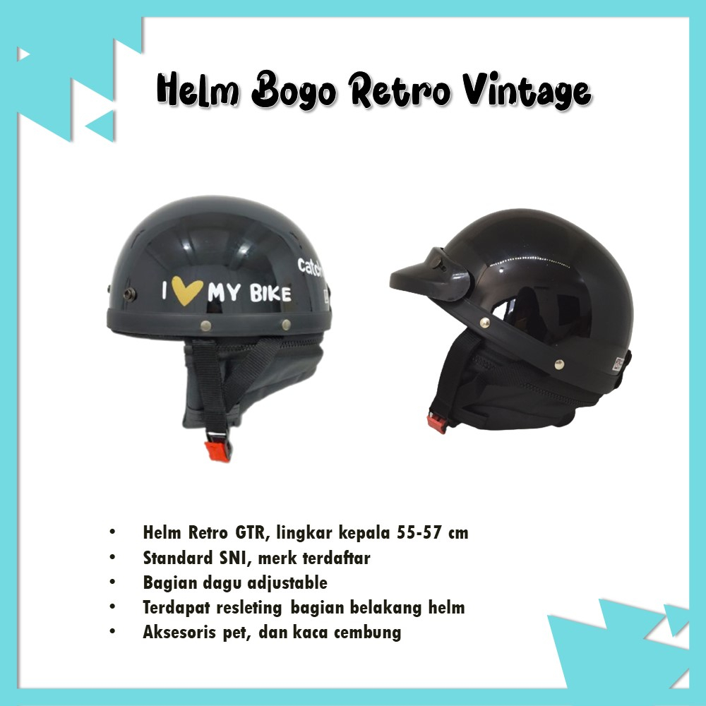 Helm Retro Chips Polos Murah Vintage