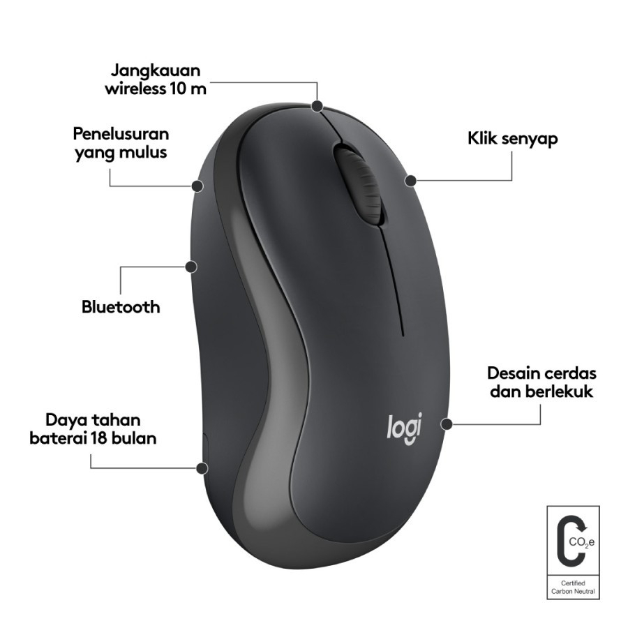 Logitech Mouse M240 Wireless Bluetooth Silent Click 4000Dpi - M 240