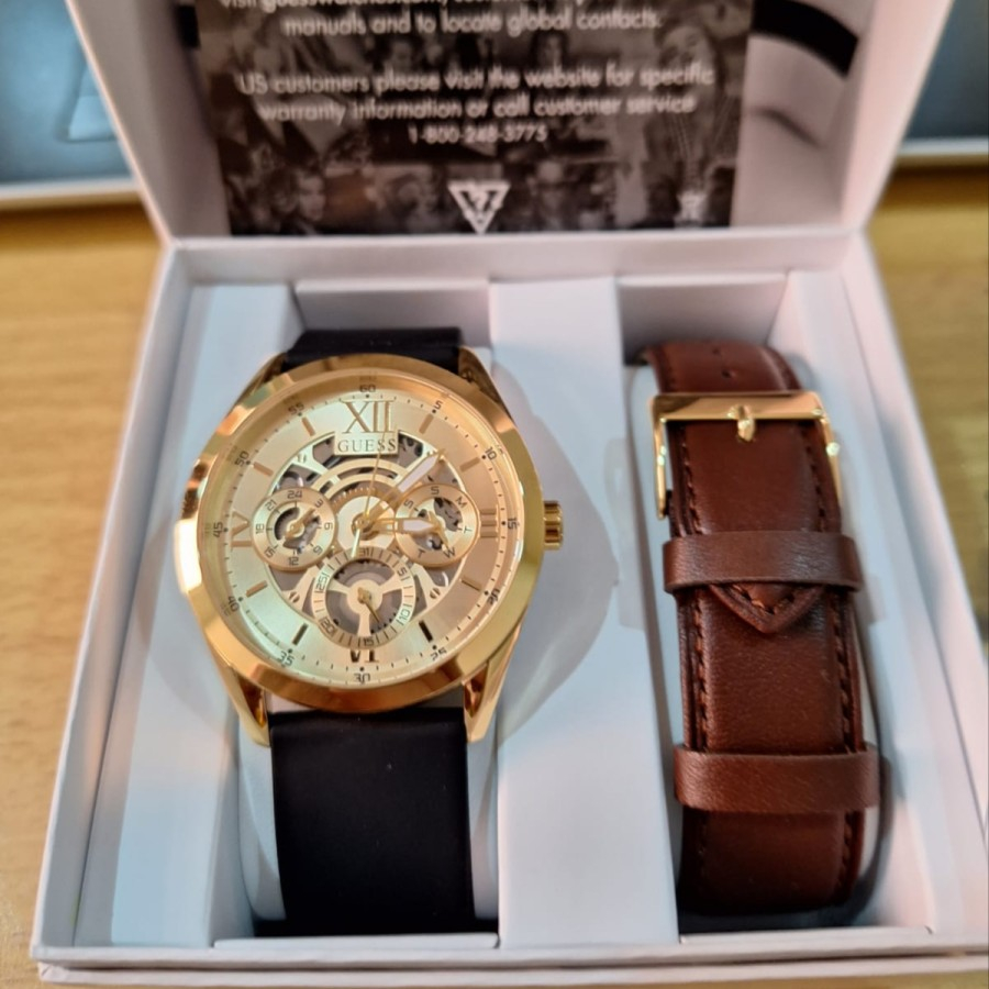 JAM TANGAN PRIA GUESS GW0449G1 BLACK GOLD ORIGINAL TERBARU