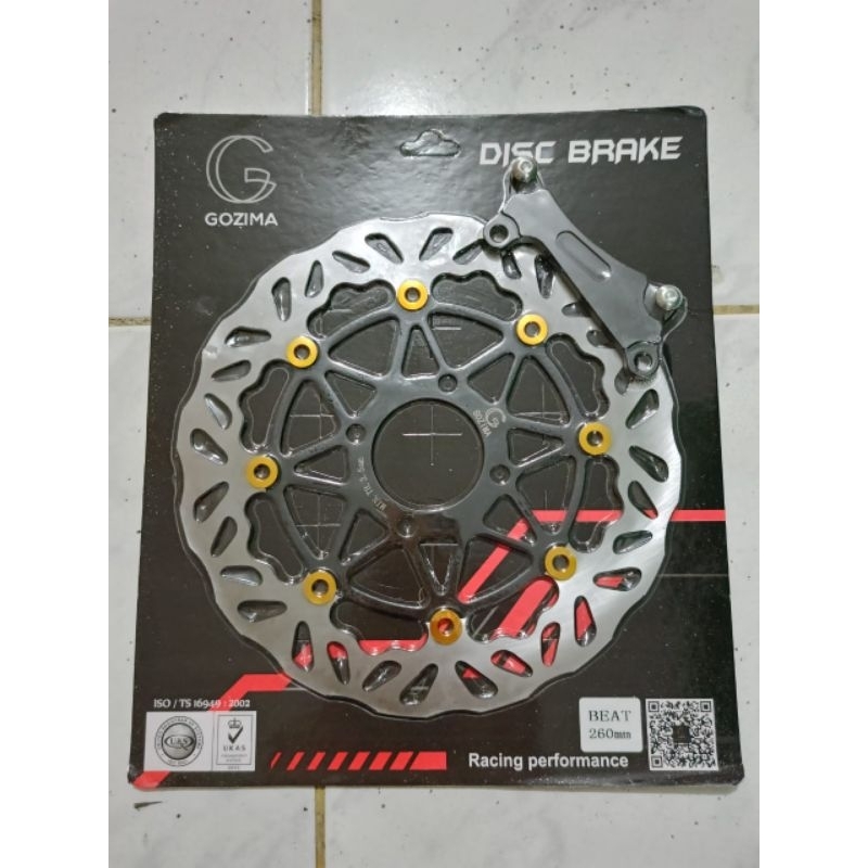 Disc brake Beat Gozima piringan cakram beat Scoopy Vario Genio lebar 260mm Model PSM Hitam Ring gold