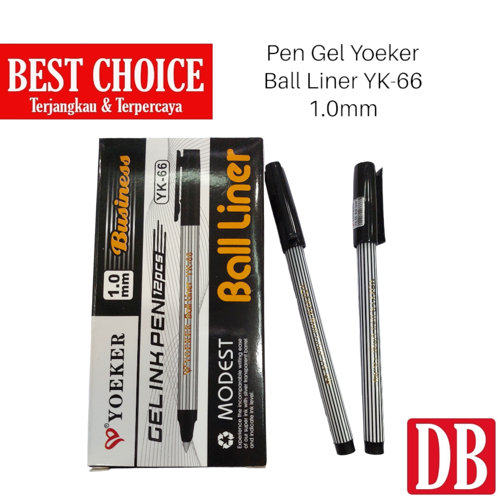 

Gel pen / Pulpen / Ballpoint Yoeker Ball Liner 1.0mm Hitam (12 pcs)