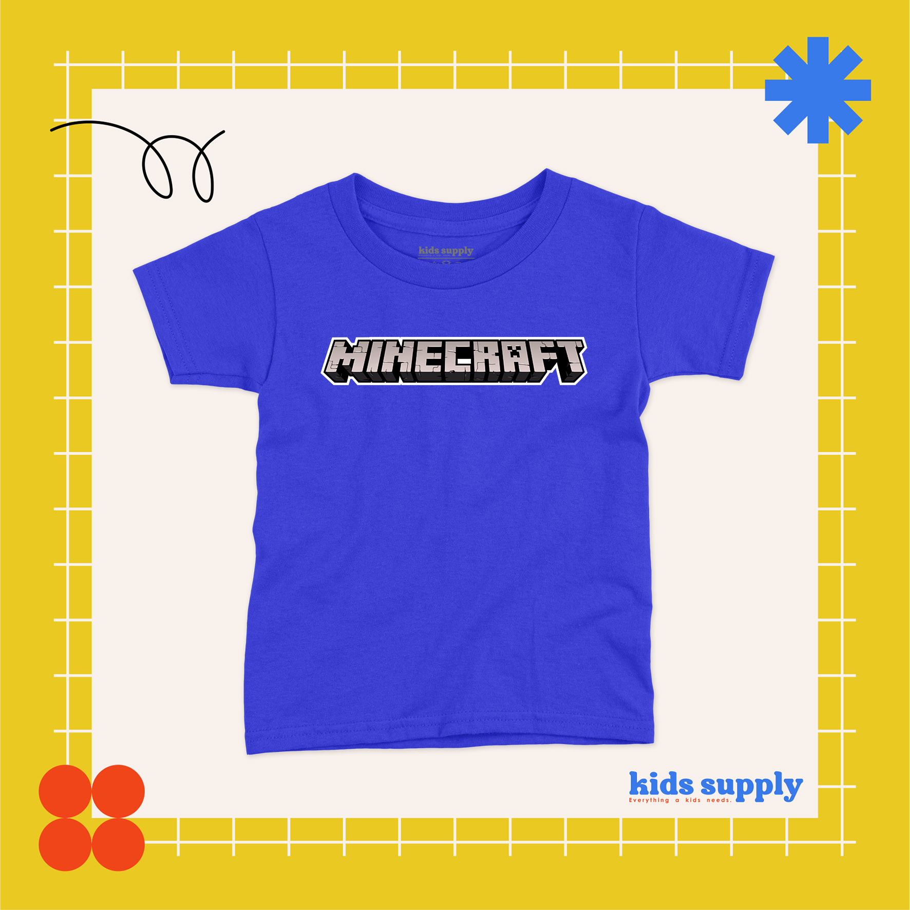 KS1250 Kaos Anak Branded Gambar Minecraft Kids Tshirt Premium Quality Lengan Pendek Bahan Cotton Com