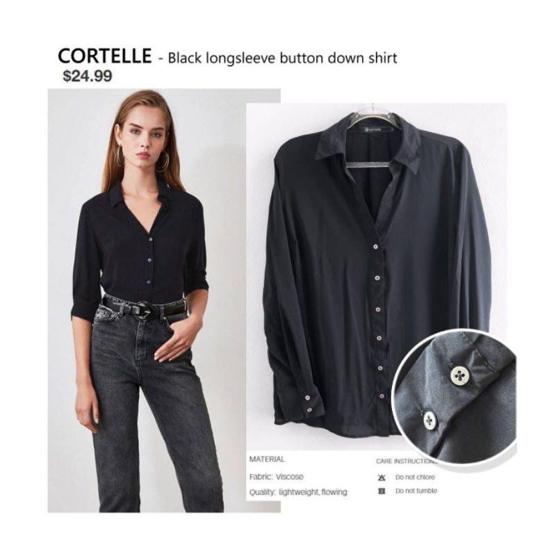 Cortelle black long sleeve button down shirt