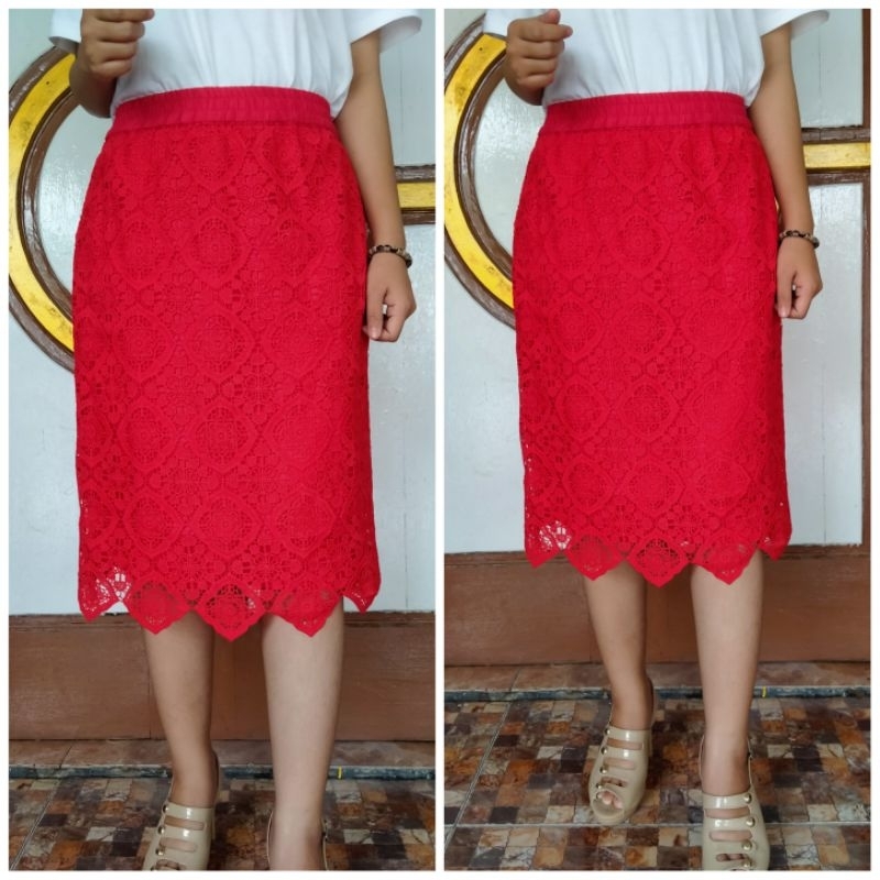 rok brokat merah m l xl xxl