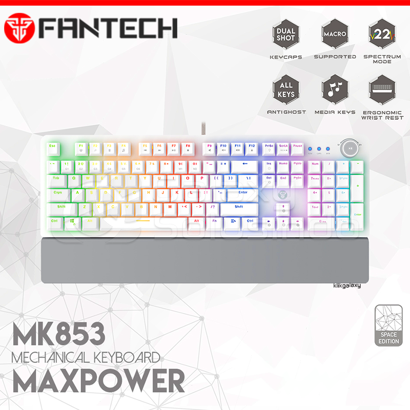 Fantech MK853 MAX POWER White Mechanical Gaming Keyboard - Red Switch