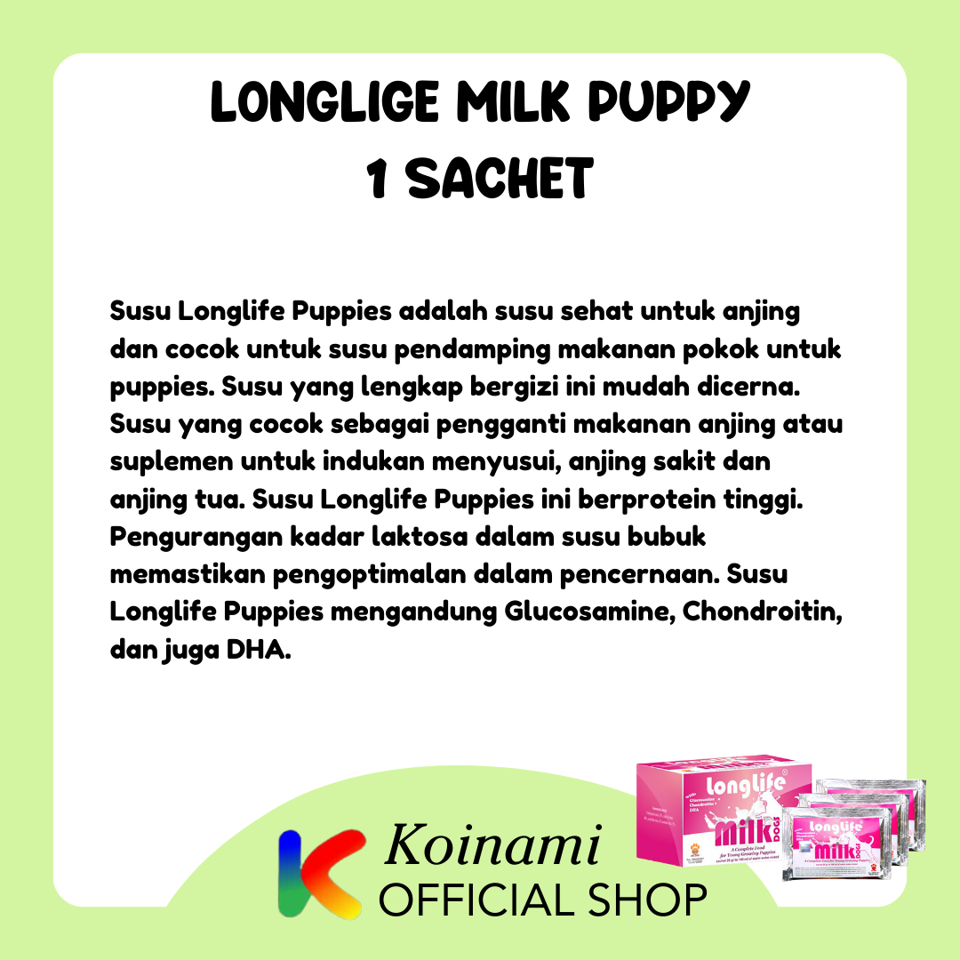 LONGLIFE MILK PUPPY @ 1 sachet pink / raid all / susu anak anjing / milk for dog  / petshop