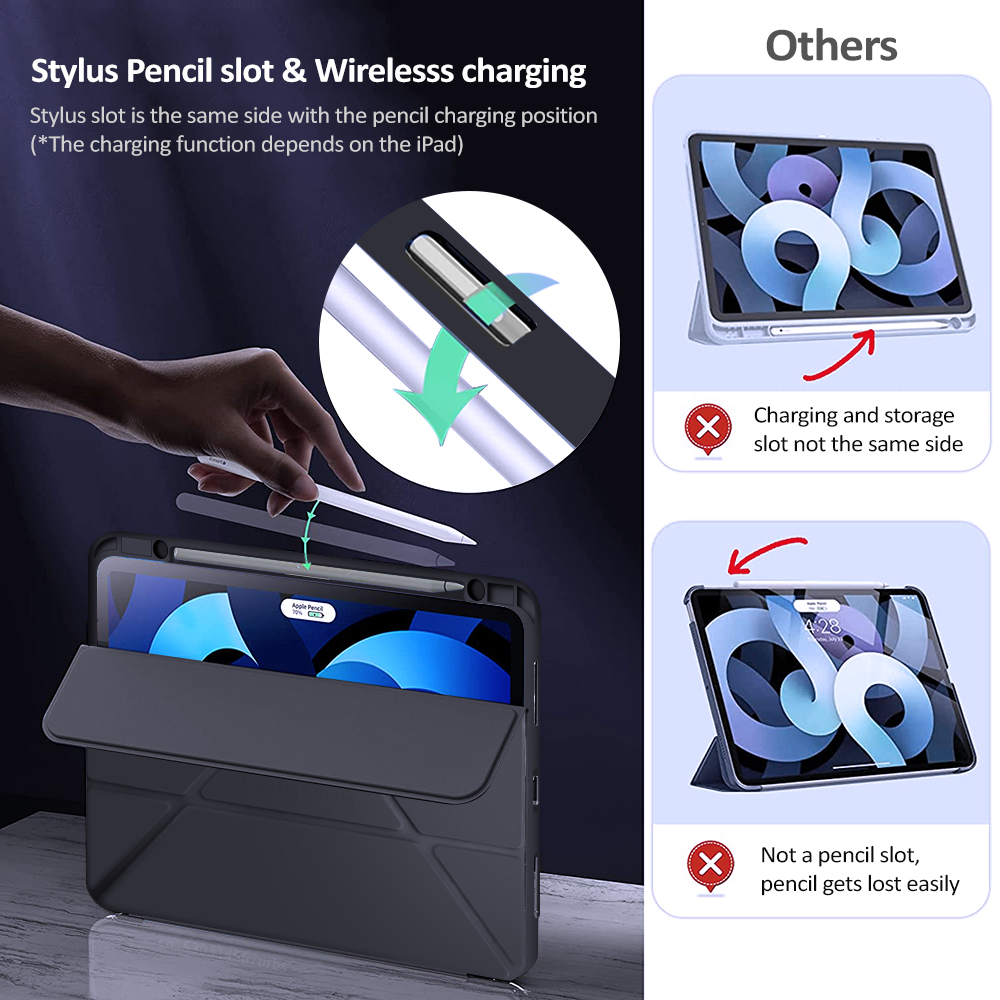 Case Akrilik Stand Folio For iPad Pro 1st 2nd 3rd 4th Generation 11 inch M1 M2 Magic Flip Cover Tablet Auto Sleep Casing Soft TPU Pen Slot