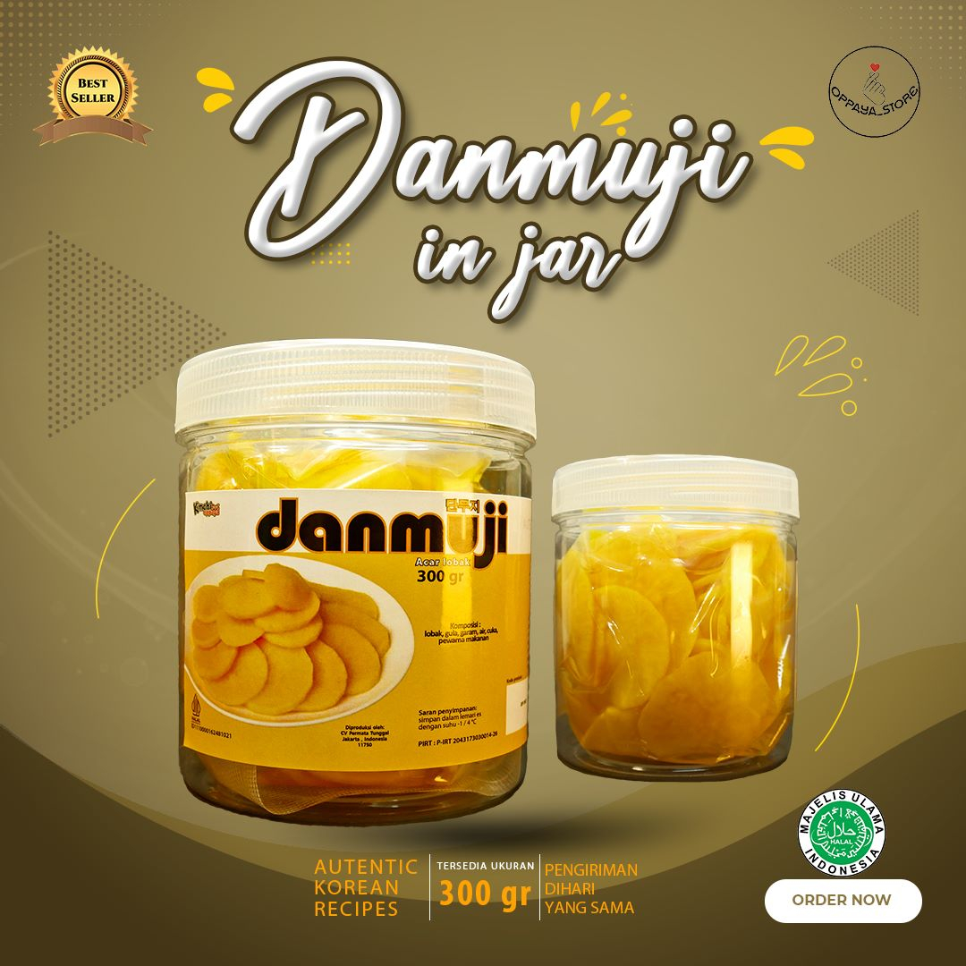 

Danmuji Acar Korea Bulat JAR | Halal Acar Lobak Kuning | 300 Gram