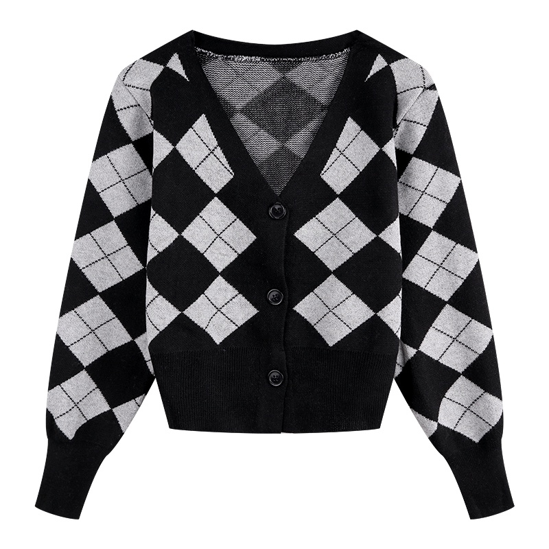 XIAOZHAINV  Cardigan Rajutan Wanita Korean Style V-neck Lengan Panjang 7064