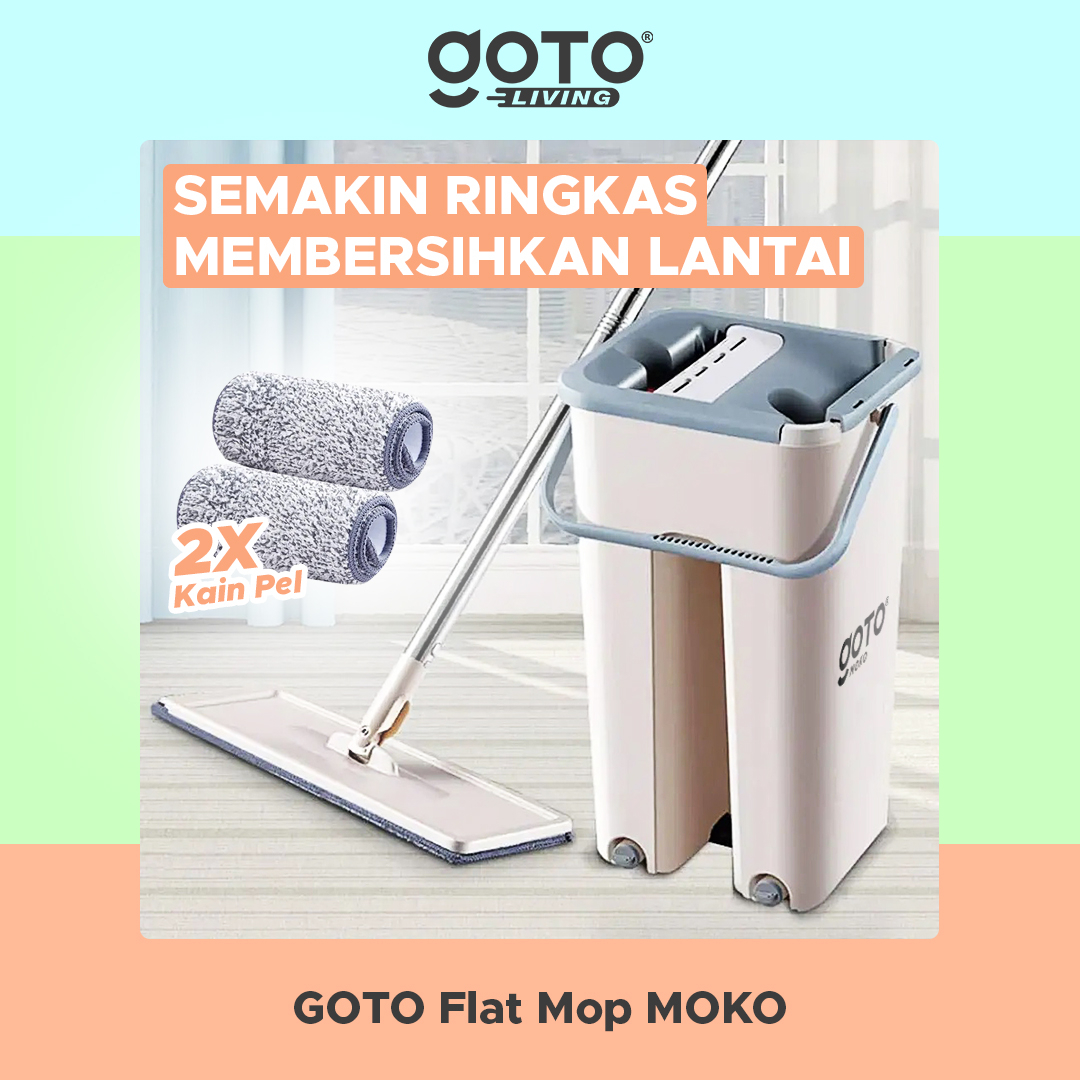 Goto Moko Alat Pel Set Pembersih Lantai Magic Mop Flat With Bucket