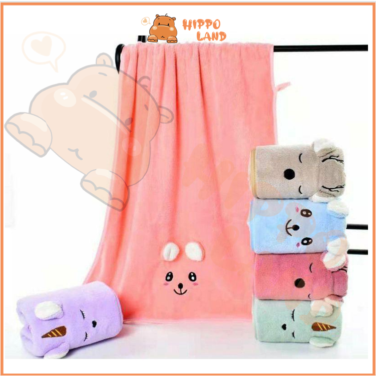 HIPPO LAND Handuk Bayi Lembut Microfiber / Handuk Anak Premium Berkarakter 50x100cm