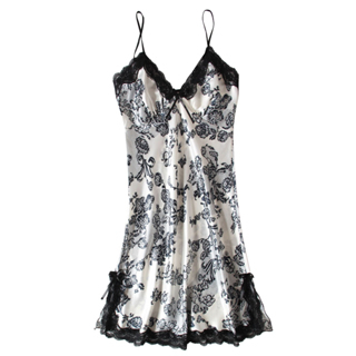 GO!BT1175 Pakaian Baju Dress Satin Pita Renda Bunga Baju Tidur Bahan Dres Satin Sexy Fashion Korea