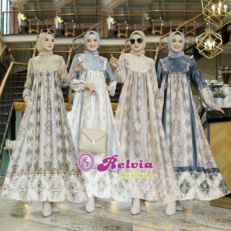 Gamis Motif Bahan Silk Premium/Gamis Semi Sutra/Gamis Maxmara Silk Premium