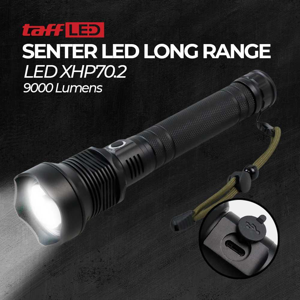Senter LED Long Range Zoom XHP70.2 90000 Lumens TaffLED