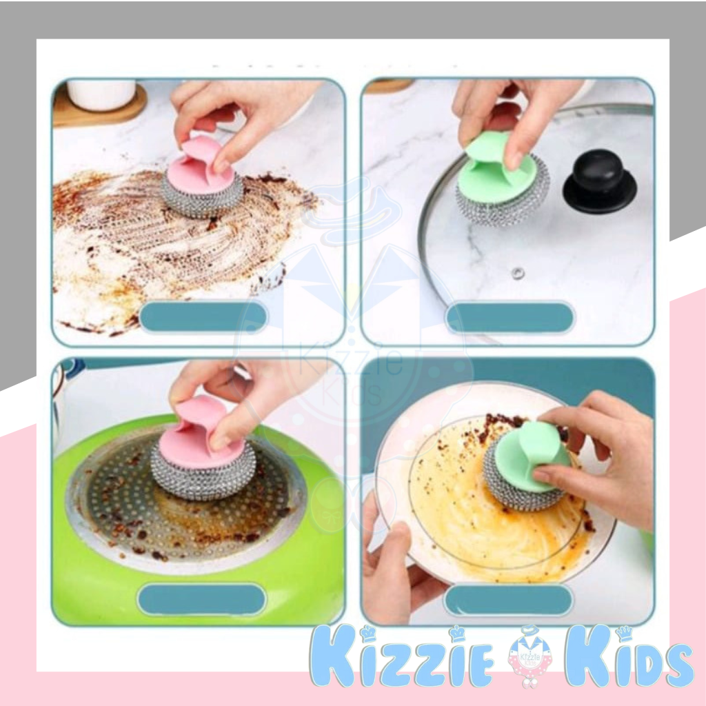 Kizzie Spon Dua Sisi / Magic Spons Abu 2  Sisi / Spons Kawat Cuci Piring / Spons Putih Polos