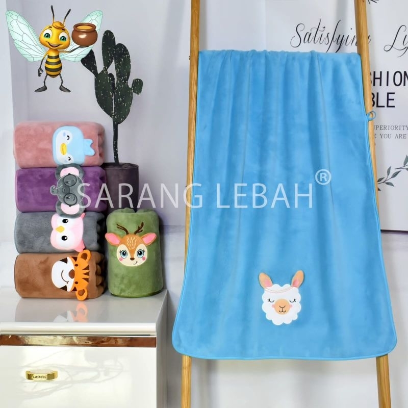 Handuk Mandi Bayi uk 60 x 120 cm - Anak Microfiber Motif Animal.