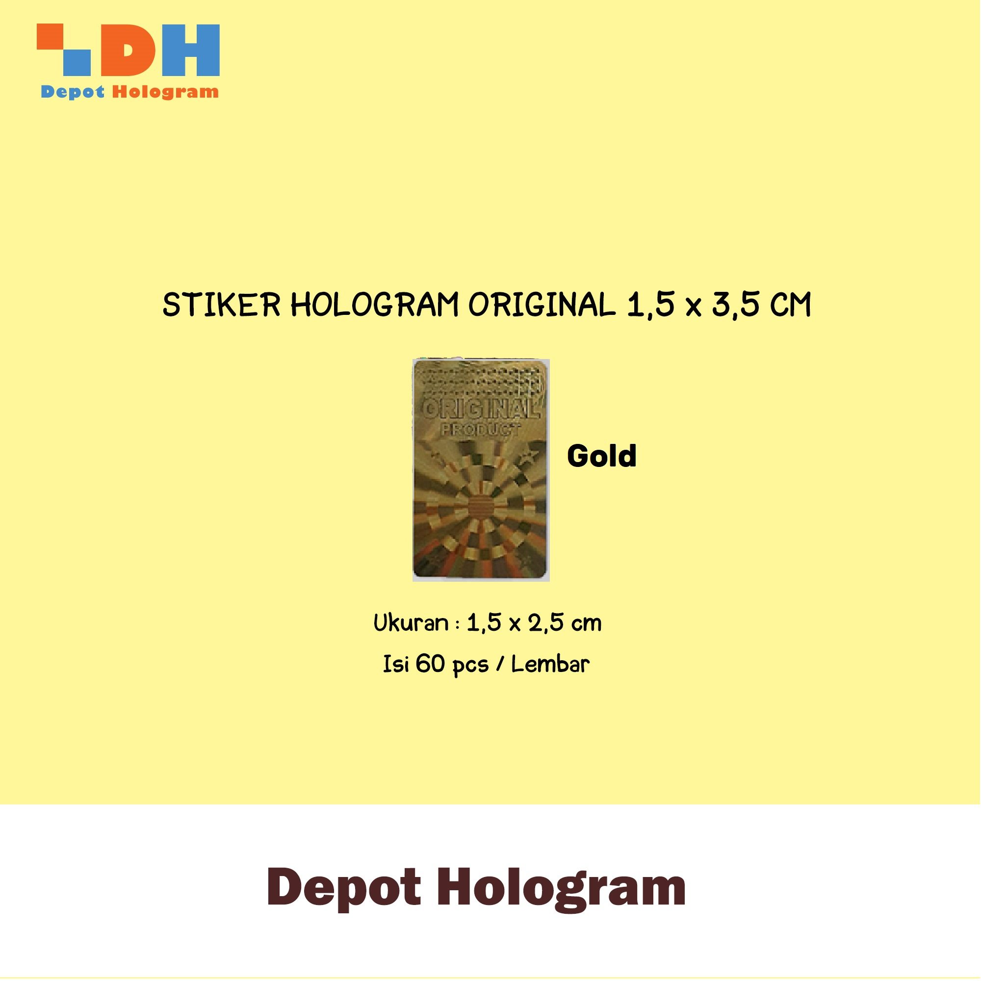 

Pkt ST.Hologram Ori Product 1.5 cm x 2.5 cm 200 lbr (100 gold 100 slver)