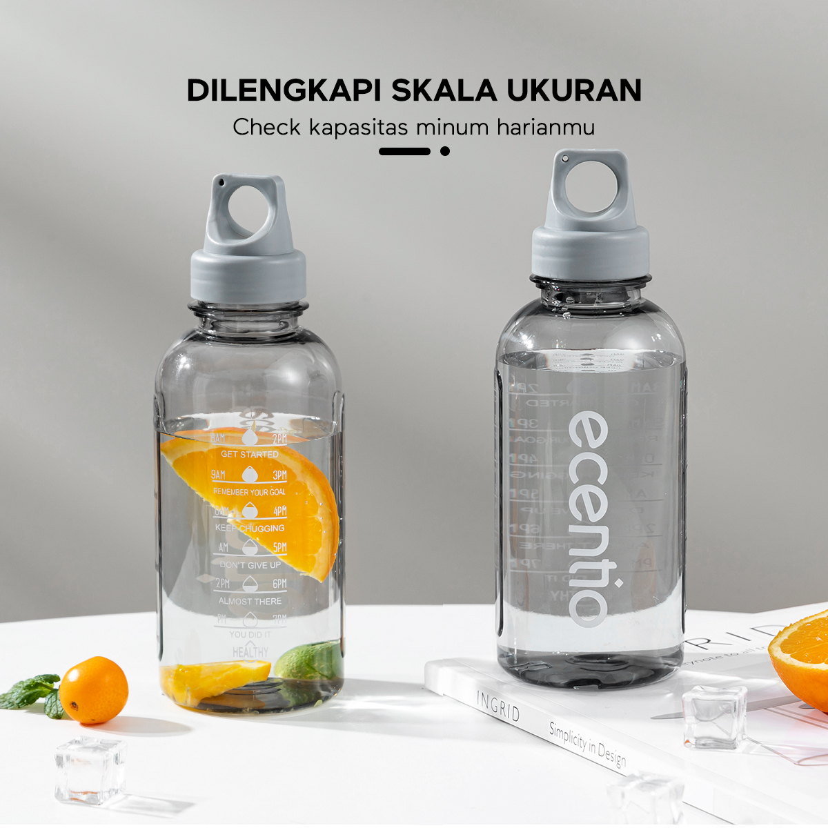 ecentio botol minum besar olahraga 1000ml/1300ml dengan sedotan anti bocor botol air minum jumbo