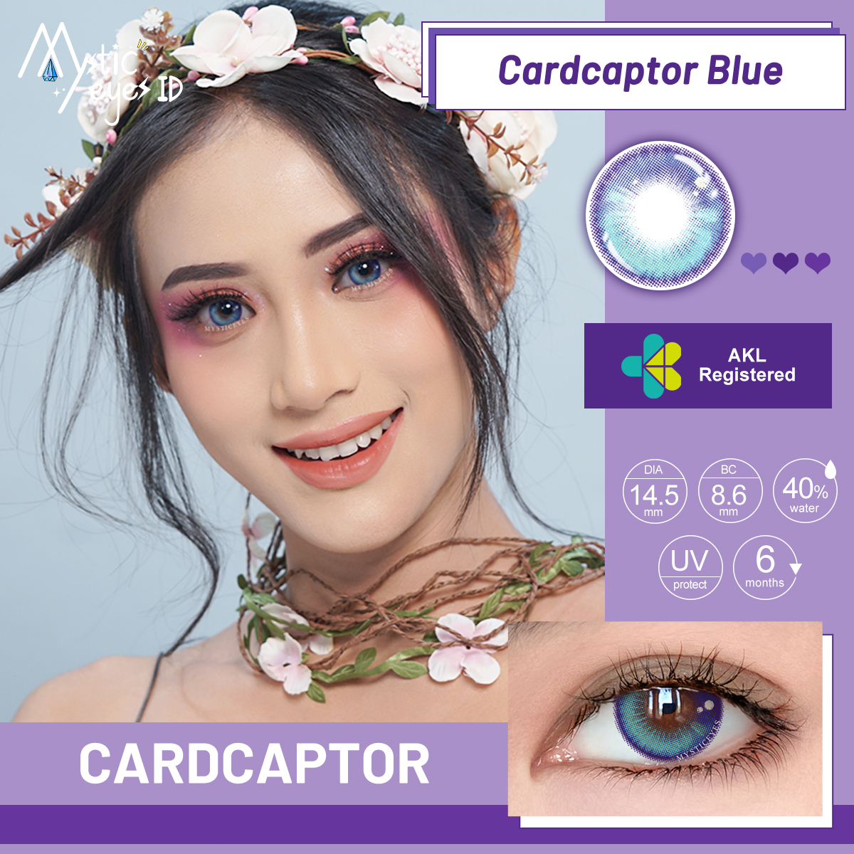 [✅COD] MYSTICEYES SOFTLENS CARDCAPTOR SERIES BLUE  BRWON GREEN LENS 14.5MM  BIG EYES