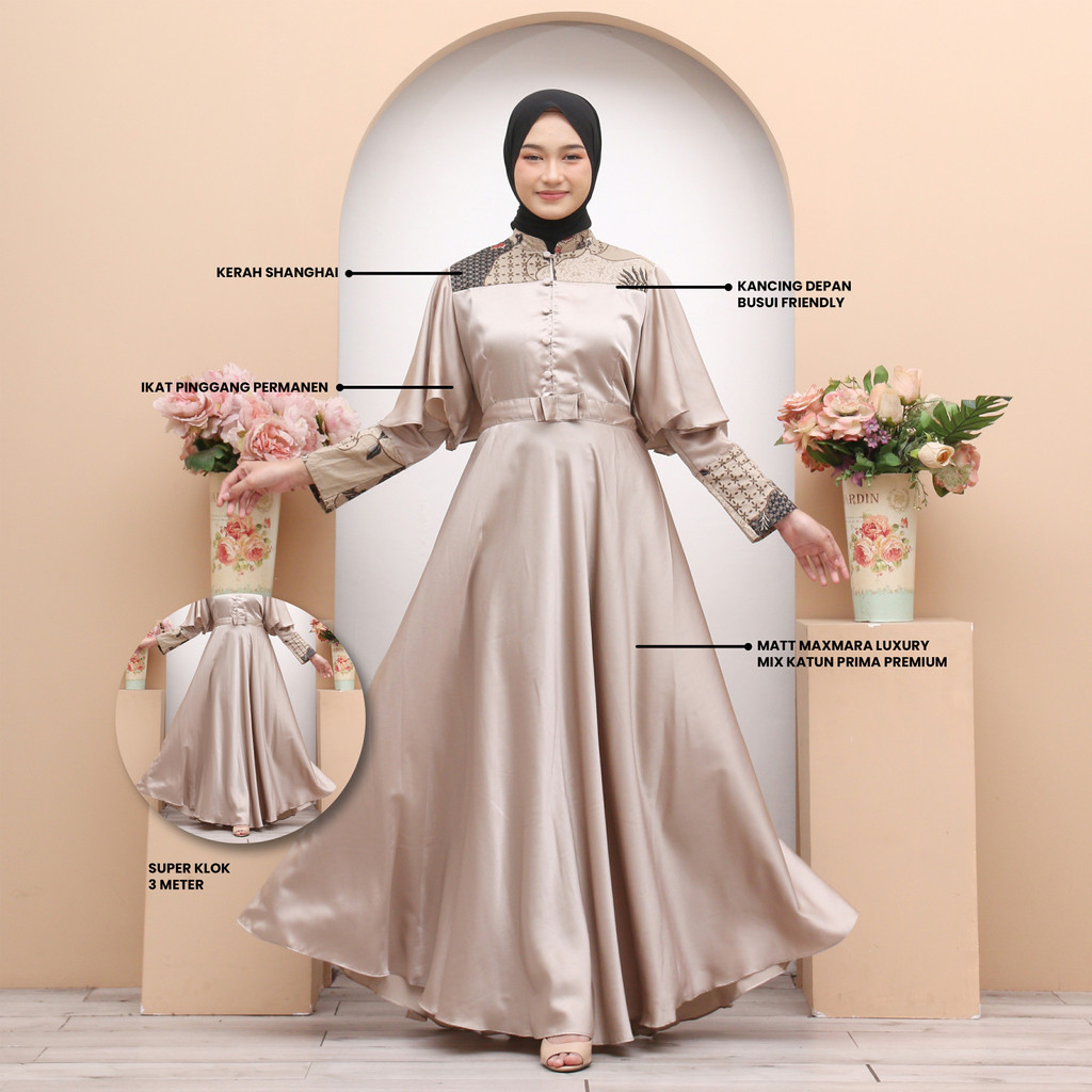 Saroja (057) Couple Gamis Syar'i Maxmara Lux mix Katun Prima Premium